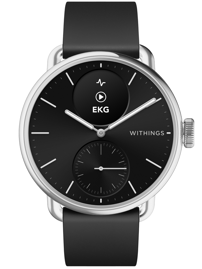 Withings ScanWatch 2 Smartwatch Epanafortizomenis Batarias me Mavro Kaoutsouk Louraki HWA10-model 1-All-Int